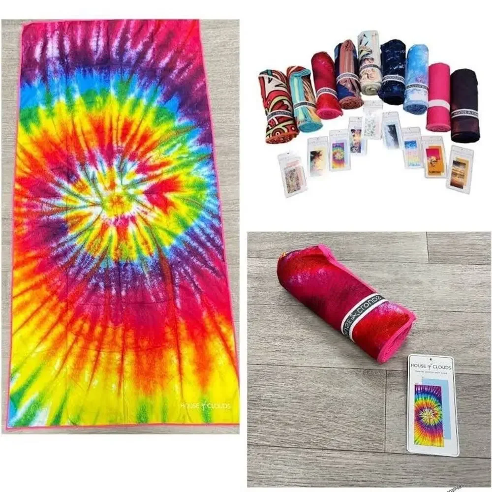 NWT! House of Clouds Tie Dye Sand Free Microfiber Beach Towel
